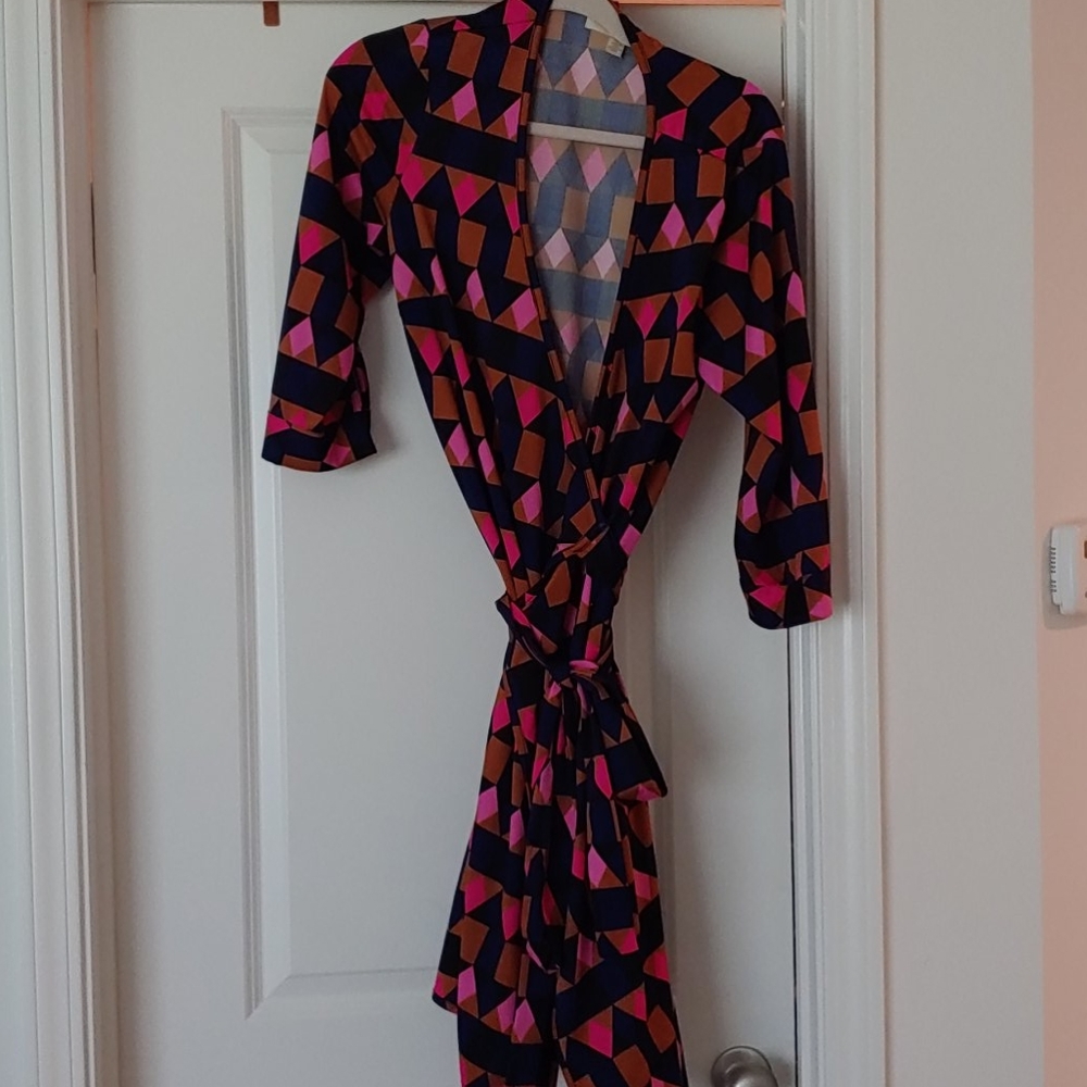 3/4 sleeve wrap dress